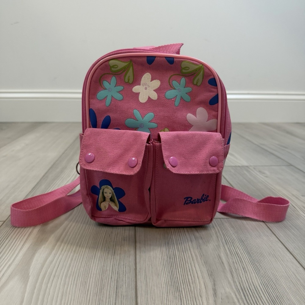 vintage 2000s pink Barbie canvas mini backpack‎ 2000